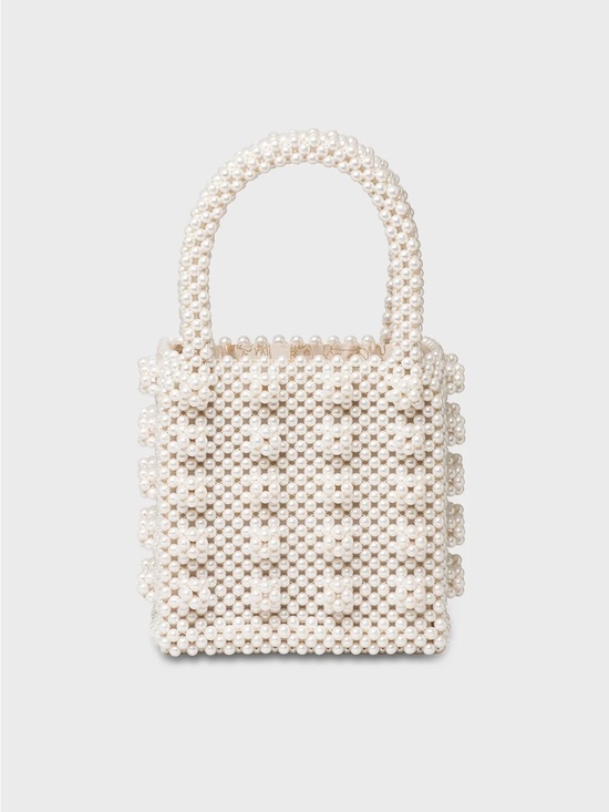 Shrimps Handbags - Shrimps Antonia Bag Cream Faux Pearl Beaded Handbag